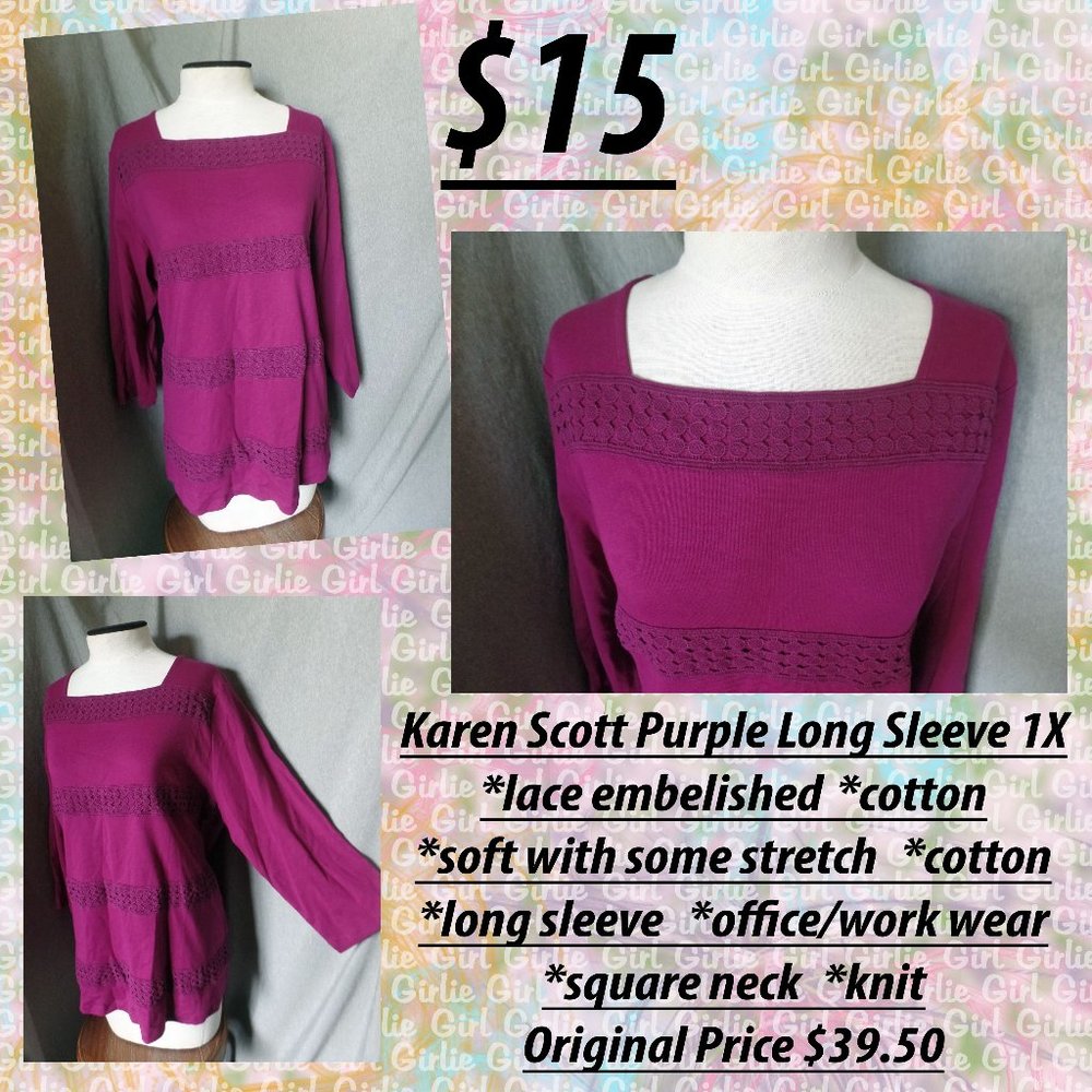 Karen Scott Purple Long Sleeve 1X